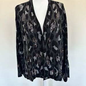 Chico's Black and Gray Sequin Sweater